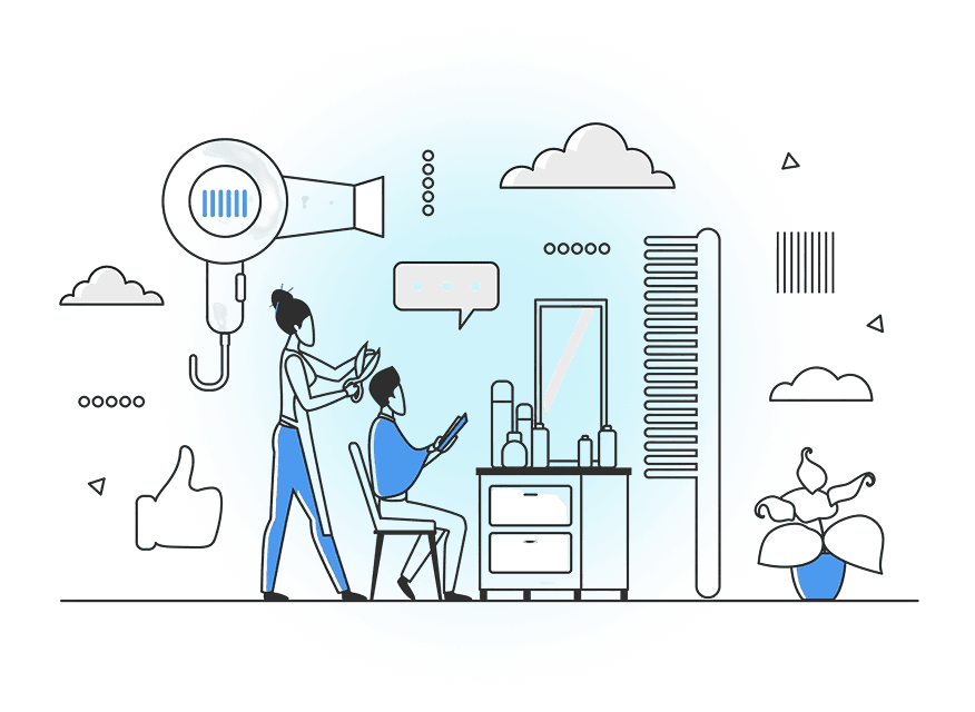 Beauty professional providing service to client